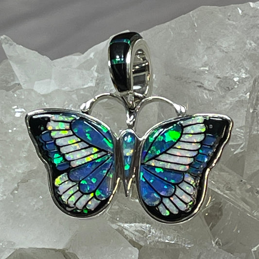 Blue and White Opal Butterfly
