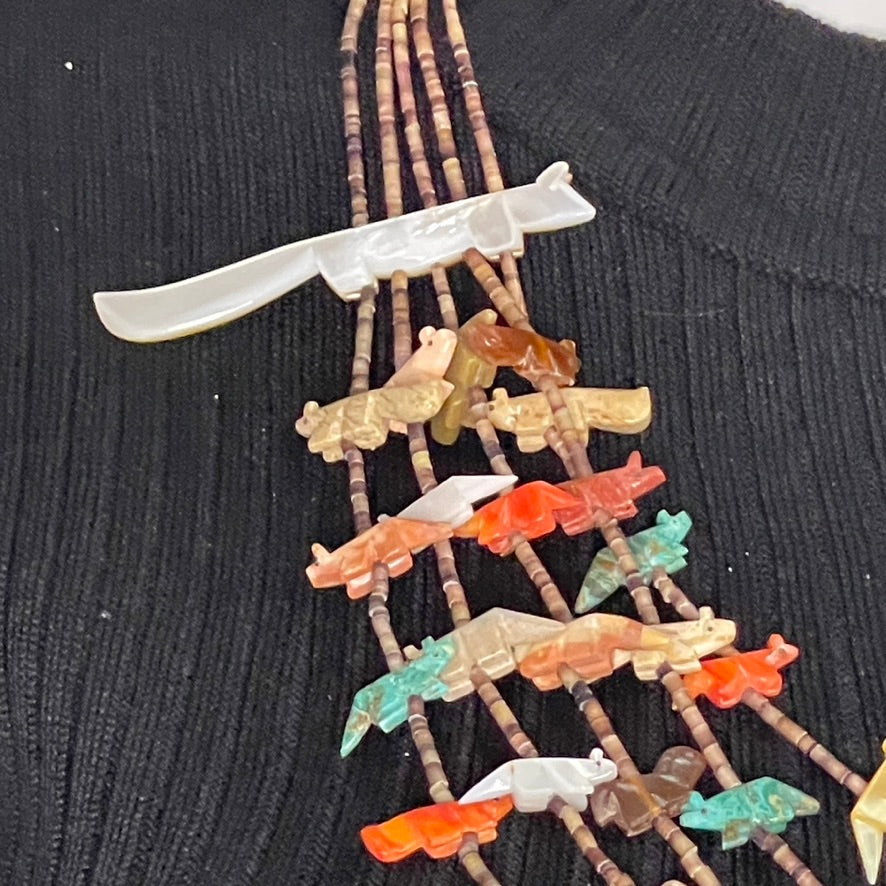 5 Strand Fetish Necklace with Foxes