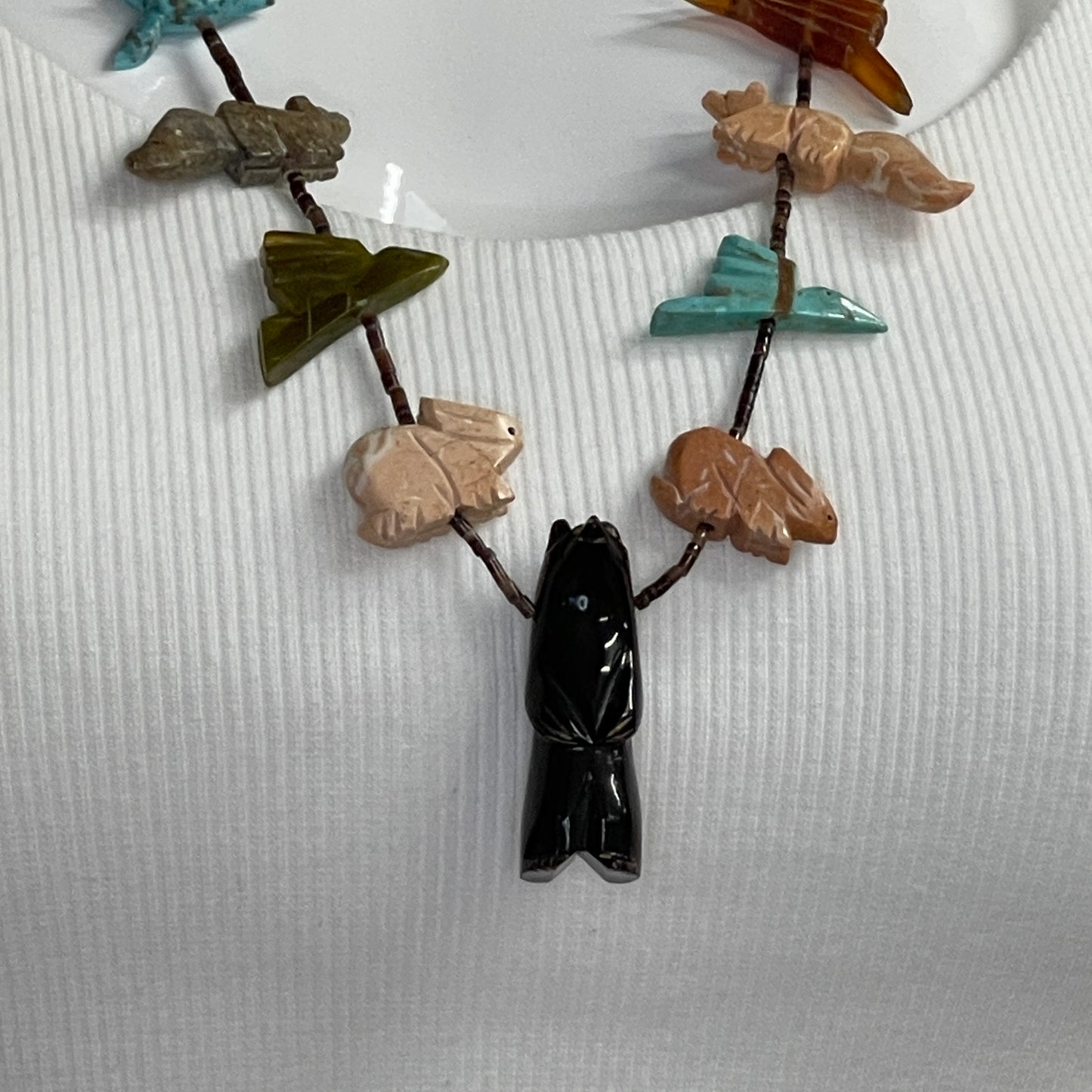 1 Strand Fetish Necklace with Black Bear