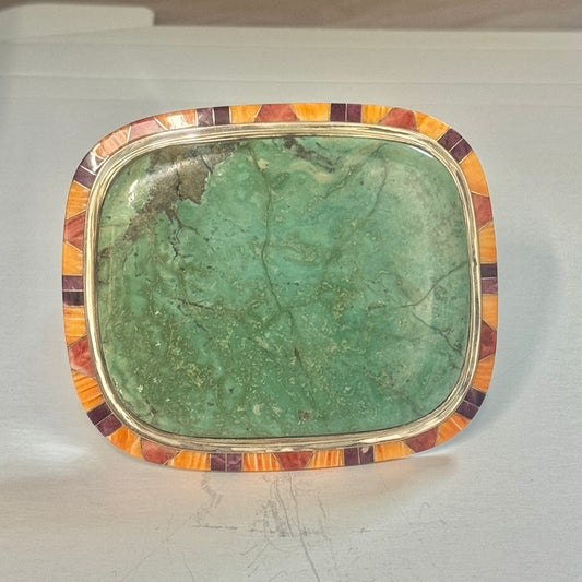 Old Estate Turquoise Sterling Silver Inlay Buckle