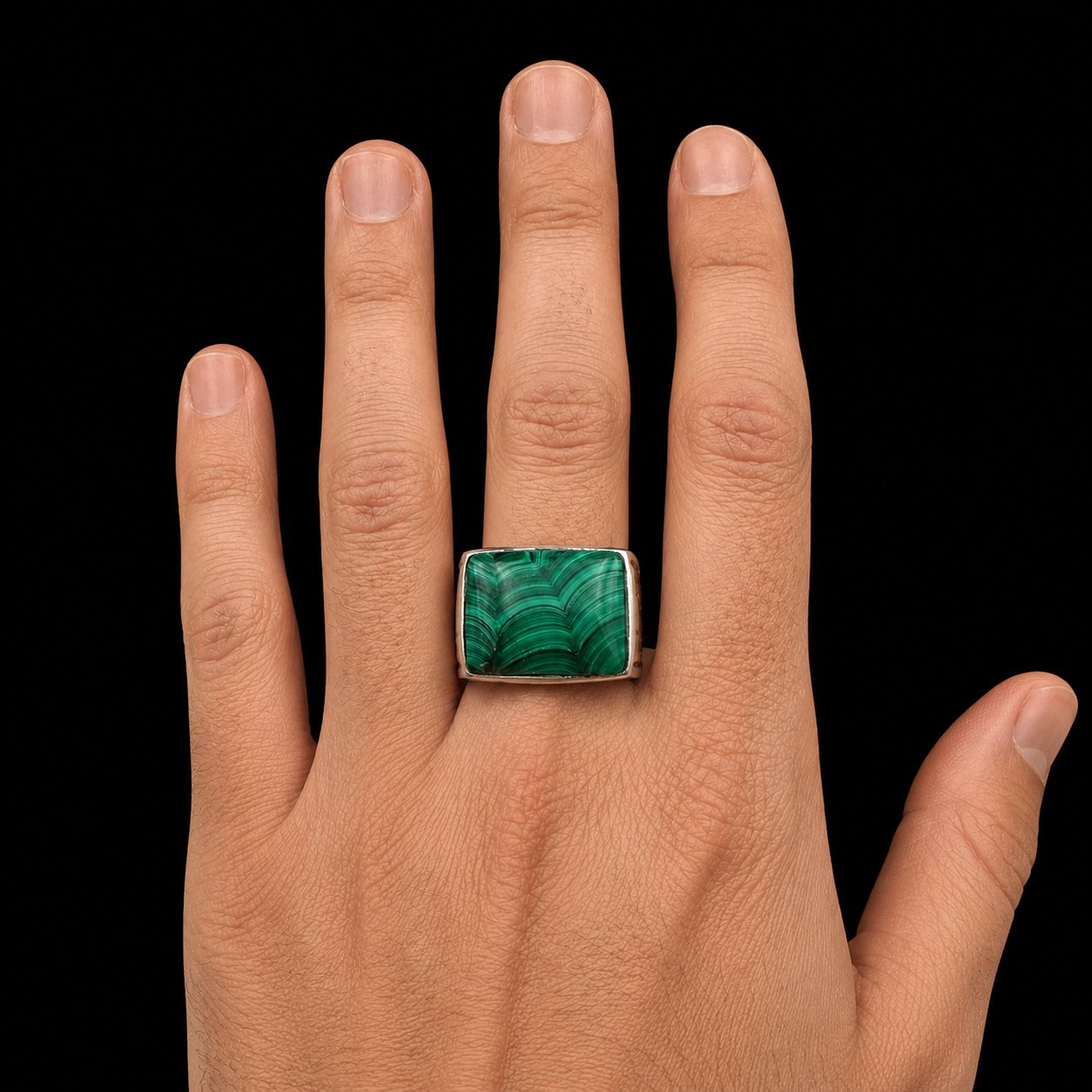 Engraved Geometric Inlay Signet Ring