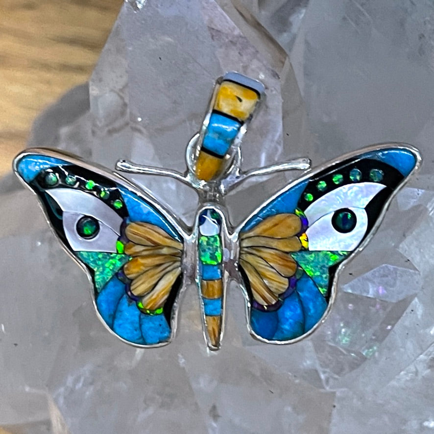 Blue & Orange Butterfly Pendant