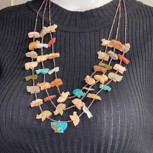 3 Strand Fetish Necklace with Eagle