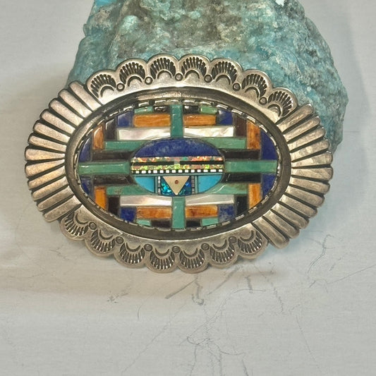 Southwest Style Sterling Silver Inlay Buckle