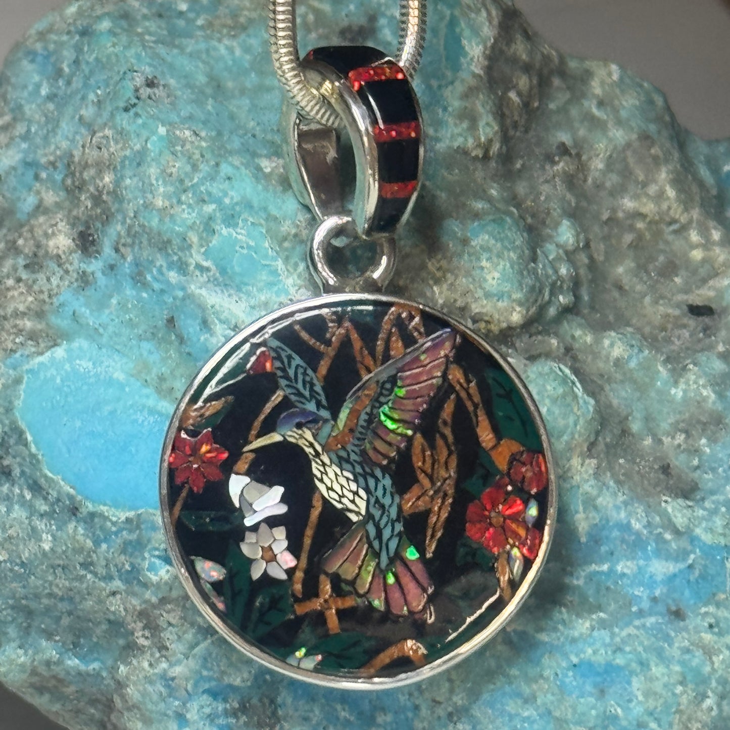 Hummingbird Inlay Jewelry Pendant