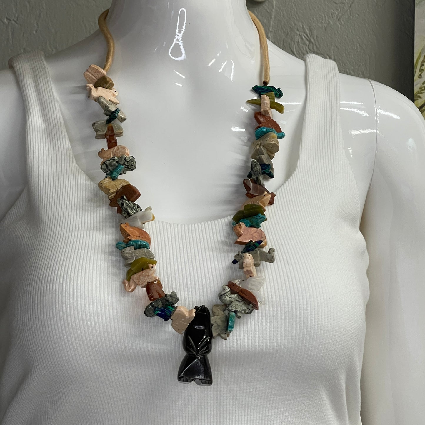 Squaw Wrap Fetish Necklace with Black Bear