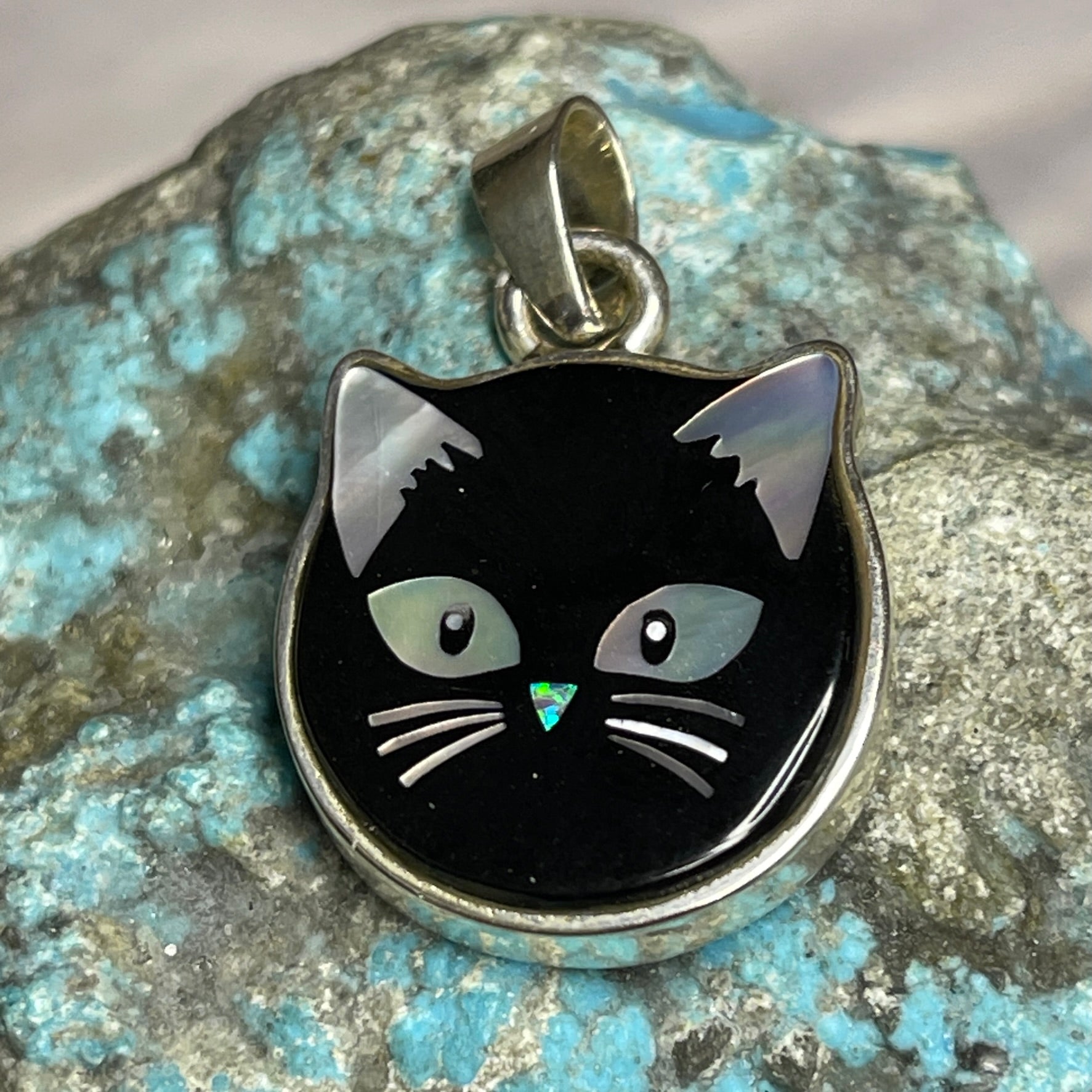 Black Cat Inlay Pendant – David R Freeland Jr Designs