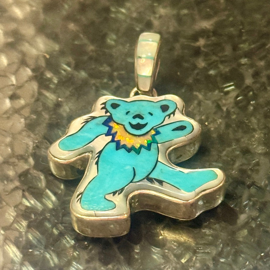 Turquoise Dancing Bear Pendant
