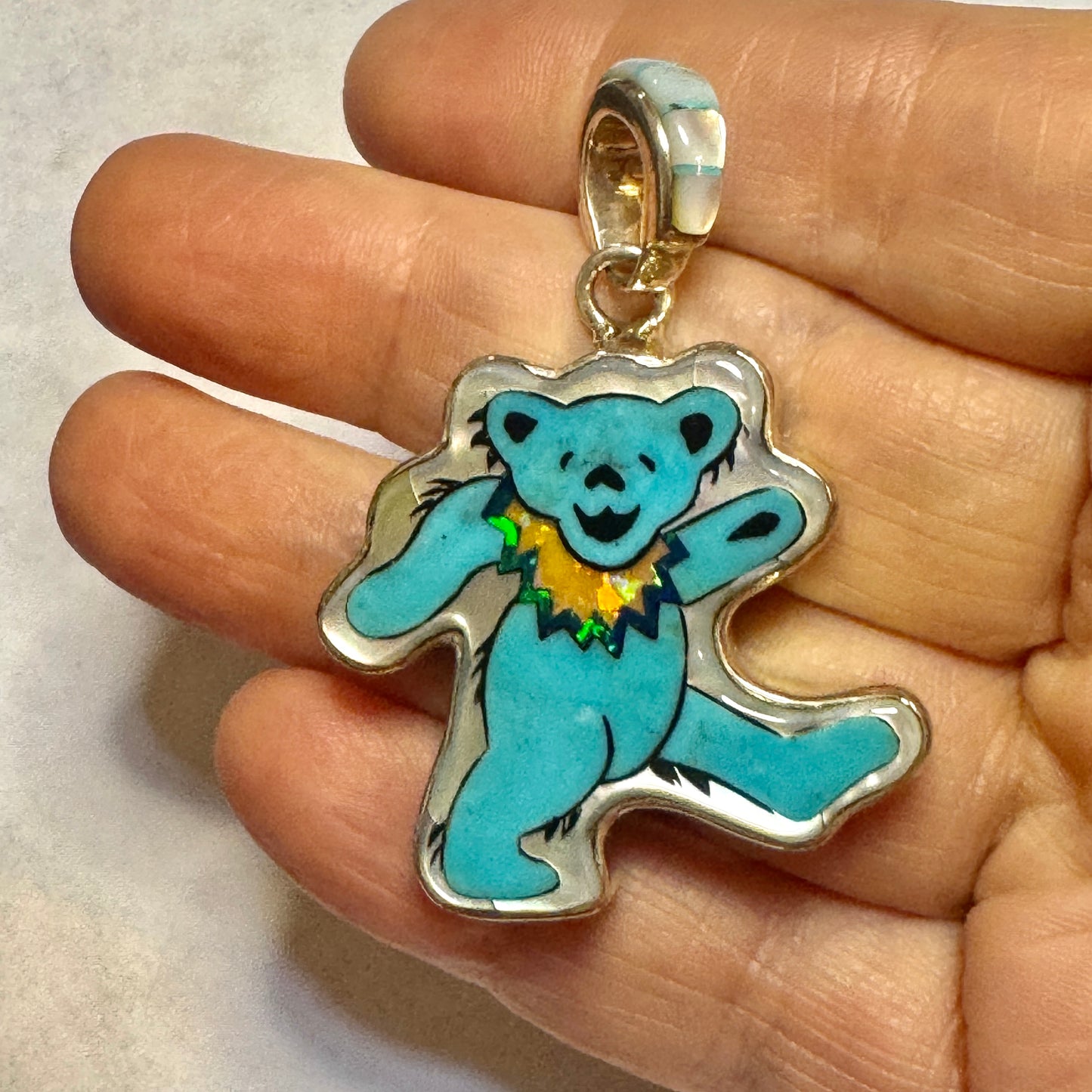 Turquoise Dancing Bear Pendant