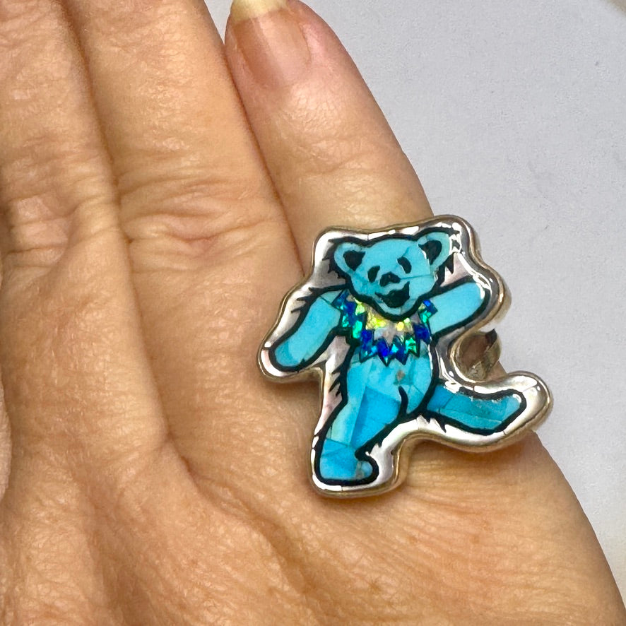 Turquoise Dancing Bear Ring
