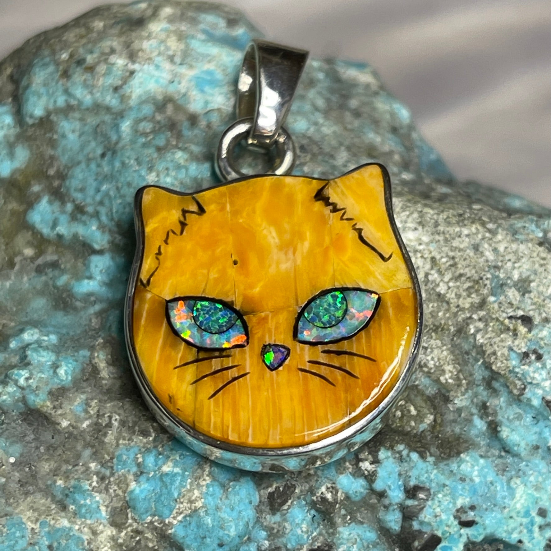Black Cat Inlay Pendant – David R Freeland Jr Designs