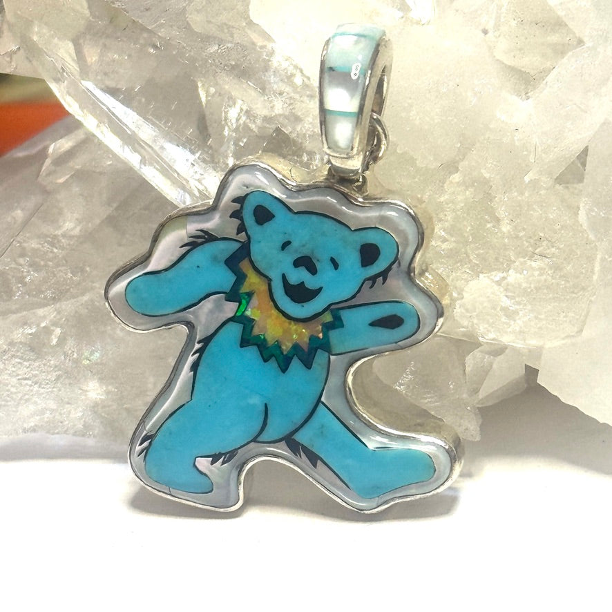 Turquoise Dancing Bear Pendant