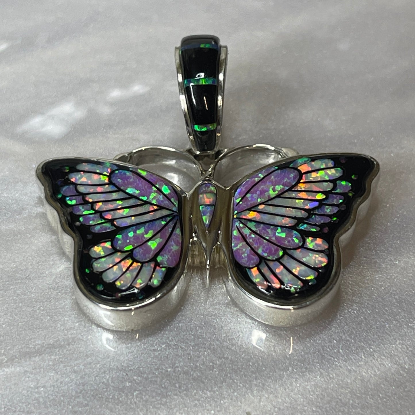 Pink and White Opal Butterfly
