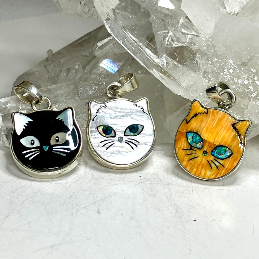 Black Cat Inlay Pendant – David R Freeland Jr Designs