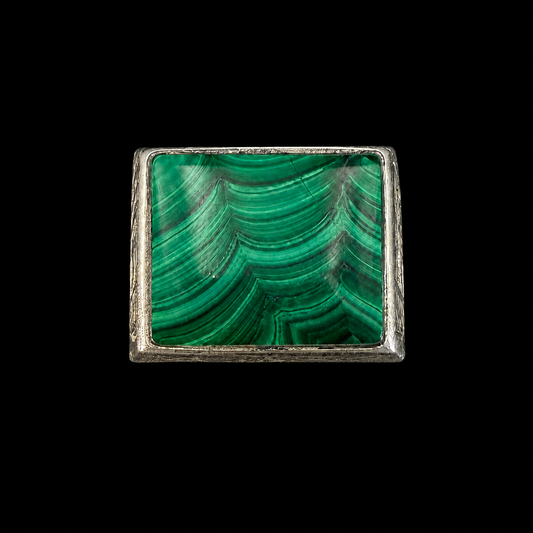 Engraved Geometric Inlay Signet Ring