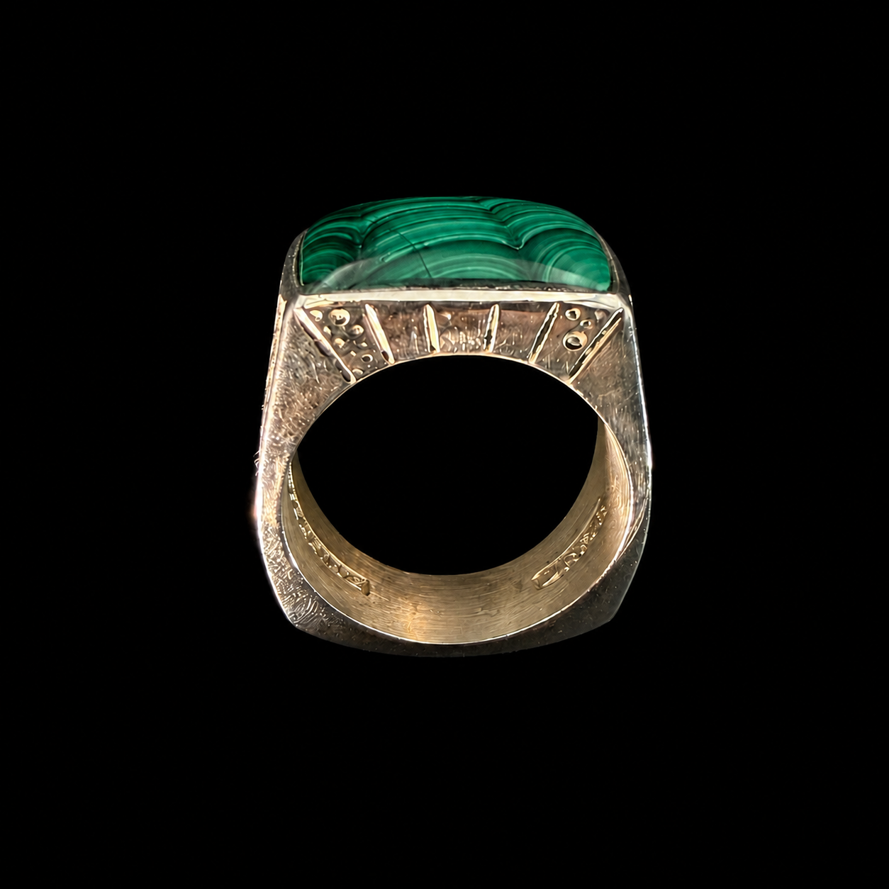 Engraved Geometric Inlay Signet Ring