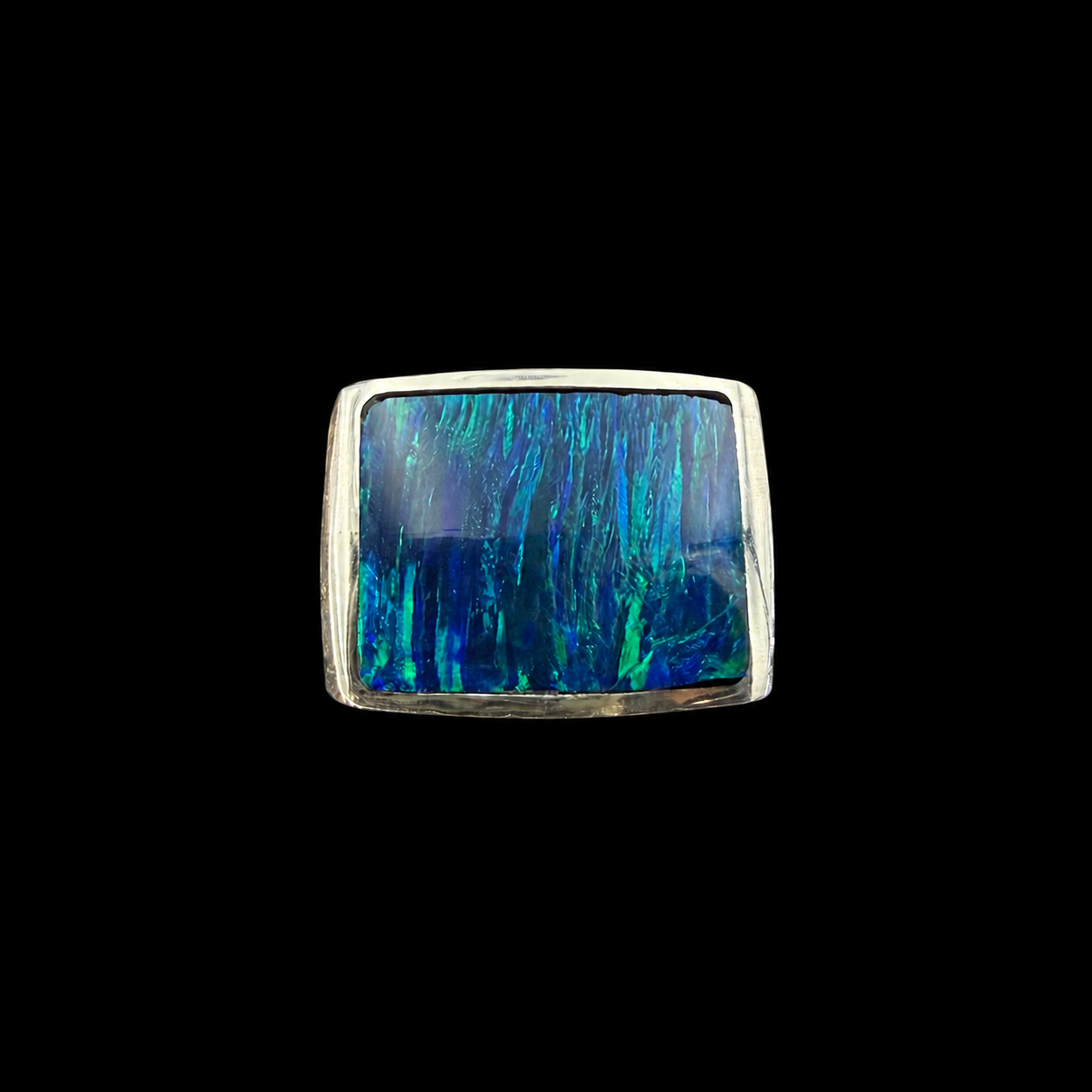 Engraved Geometric Inlay Signet Ring