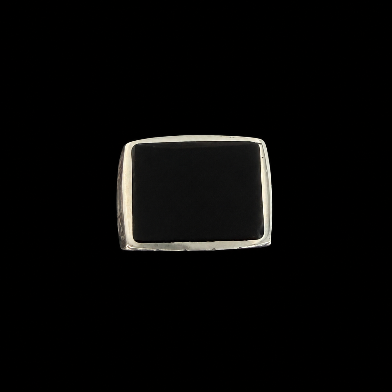 Engraved Geometric Inlay Signet Ring