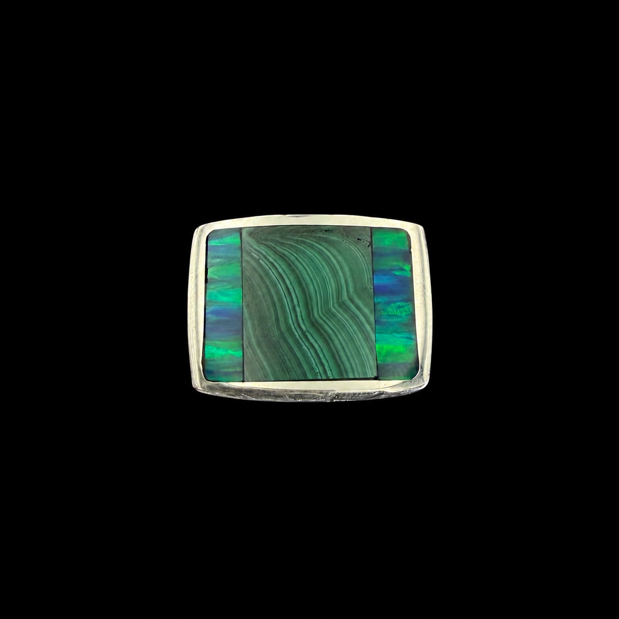 Engraved Geometric Inlay Signet Ring