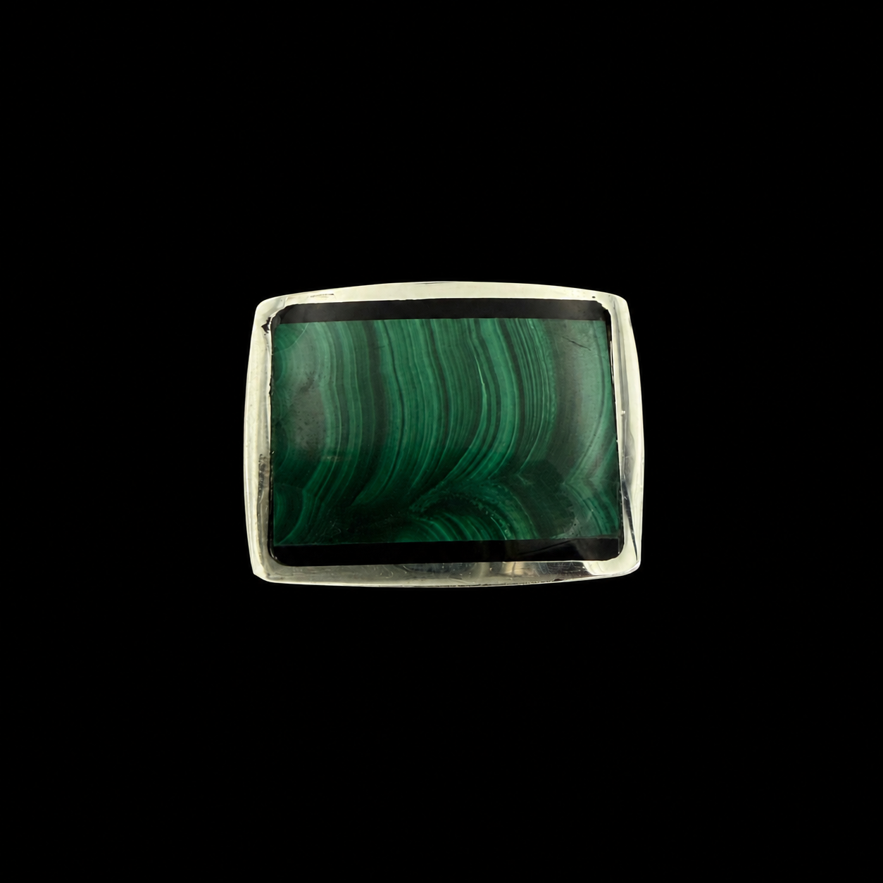 Engraved Geometric Inlay Signet Ring