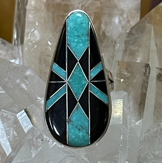 Turquoise & Jet Ring